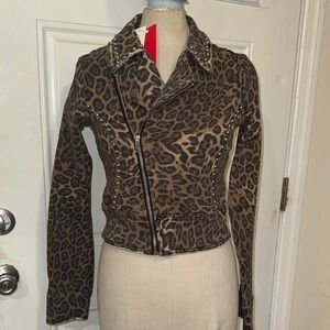 Rampage Leopard Print Jacket with Stud Details NWT